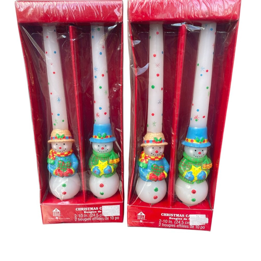 Christmas Snowman Taper Candles Guild House American Greetings Vtg Lot of 2 New